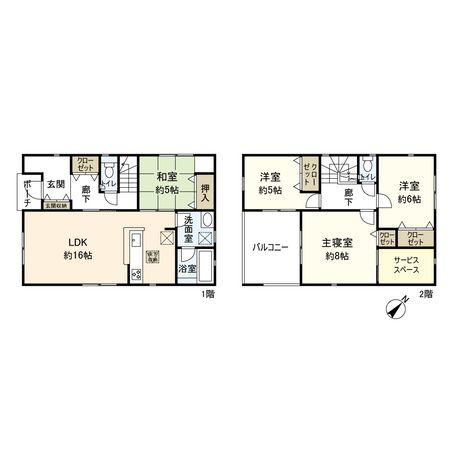 小田原市小八幡2丁目 新築戸建 2号棟 間取図(平面図)