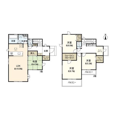 中郡二宮町山西 新築戸建 間取図(平面図) 中郡二宮町山西 新築戸建 間取図(平面図)