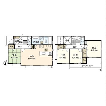 平塚市東中原1丁目 新築戸建 間取図(平面図) 平塚市東中原1丁目 新築戸建 間取図(平面図)