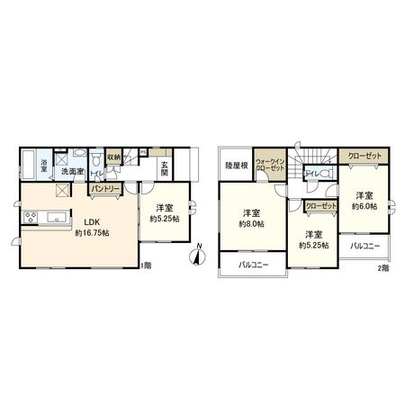 中郡大磯町国府本郷 新築戸建 1号棟 間取図(平面図) 中郡大磯町国府本郷 新築戸建 1号棟 間取図(平面図)