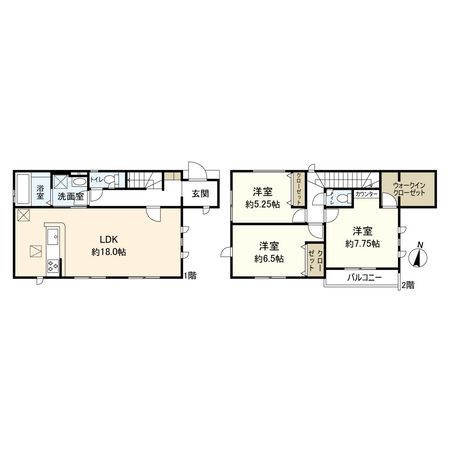 中郡大磯町国府本郷 新築戸建 2号棟 間取図(平面図) 中郡大磯町国府本郷 新築戸建 2号棟 間取図(平面図)