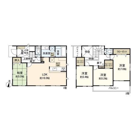 中郡二宮町二宮 新築戸建 2号棟 間取図(平面図)