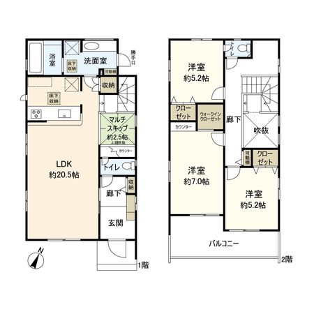 中郡二宮町二宮 新築戸建 5号棟 間取図(平面図)