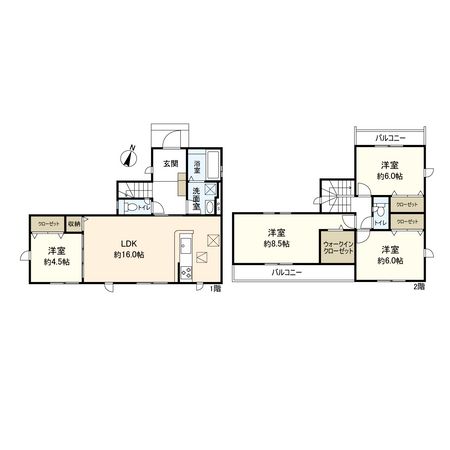 平塚市東中原2丁目 新築戸建 2号棟 間取図(平面図)