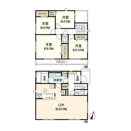 平塚市東中原2丁目 新築戸建 3号棟 間取図(平面図)