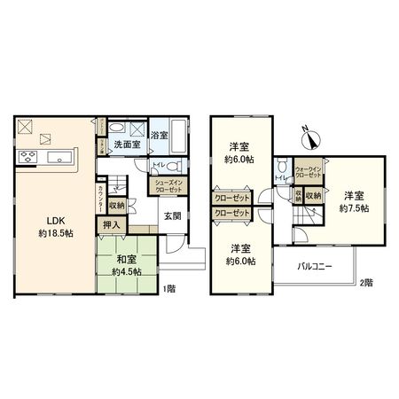 小田原市小竹 新築戸建 2号棟 間取図(平面図)