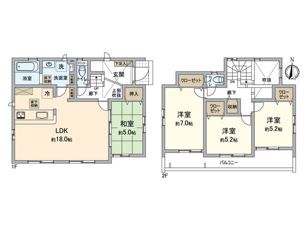 平塚市河内2丁目 新築戸建 2号棟 間取図(平面図) 平塚市河内2丁目 新築戸建 2号棟 間取図(平面図)