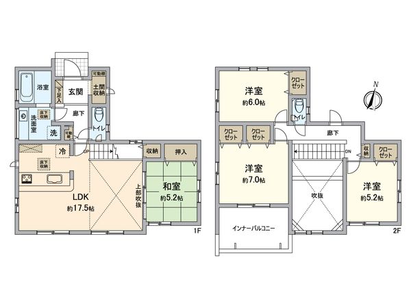 平塚市虹ケ浜 新築戸建 1号棟 間取図(平面図)