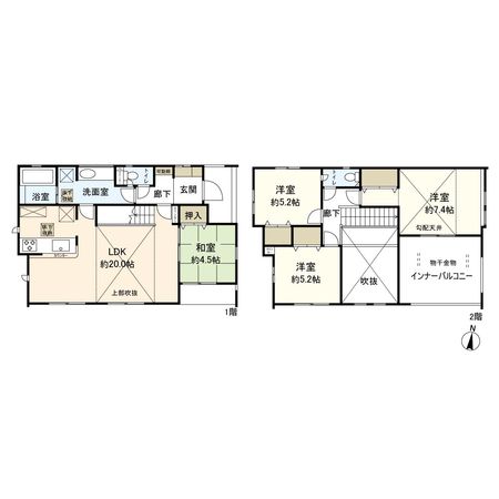 中郡大磯町西小磯 新築戸建 4号棟 間取図(平面図)