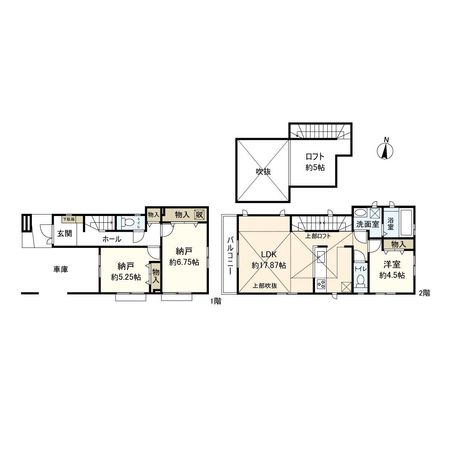 平塚市高浜台 新築戸建 2号棟 間取図(平面図) 平塚市高浜台 新築戸建 2号棟 間取図(平面図)