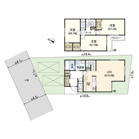 小田原市東町1丁目 新築戸建 1号棟 間取図(平面図)