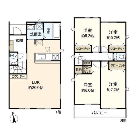平塚市札場町 新築戸建 2号棟 間取図(平面図) 平塚市札場町 新築戸建 2号棟 間取図(平面図)