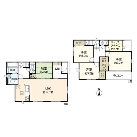 平塚市河内 新築戸建 2号棟 間取図(平面図) 平塚市河内 新築戸建 2号棟 間取図(平面図)