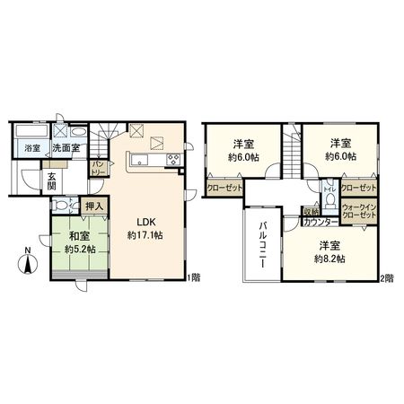 平塚市河内 新築戸建 6号棟 間取図(平面図) 平塚市河内 新築戸建 6号棟 間取図(平面図)