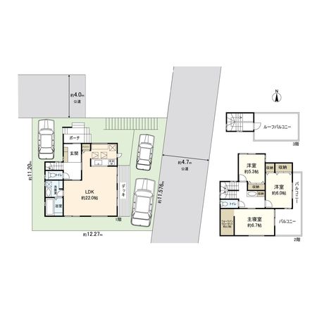 平塚市四之宮3丁目 新築戸建 間取図(平面図) 平塚市四之宮3丁目 新築戸建 間取図(平面図)