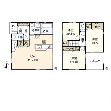 中郡大磯町月京 新築戸建 1号棟 間取図(平面図) 中郡大磯町月京 新築戸建 1号棟 間取図(平面図)