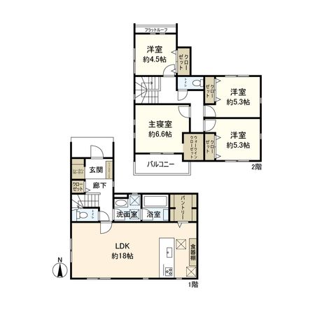 平塚市田村6丁目 新築戸建 1号棟 間取図(平面図) 平塚市田村6丁目 新築戸建 1号棟 間取図(平面図)