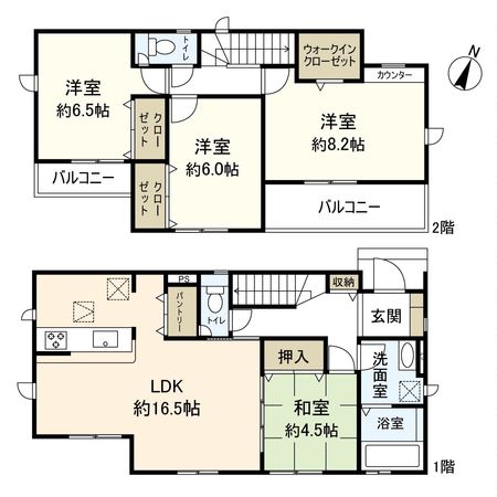 平塚市東中原2丁目 新築戸建 2号棟 間取図(平面図) 平塚市東中原2丁目 新築戸建 2号棟 間取図(平面図)