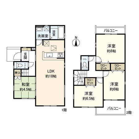 中郡大磯町国府本郷 新築戸建 2号棟 間取図(平面図) 中郡大磯町国府本郷 新築戸建 2号棟 間取図(平面図)
