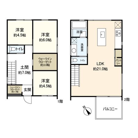 中郡大磯町東小磯 新築戸建 B号棟 間取図(平面図) 中郡大磯町東小磯 新築戸建 B号棟 間取図(平面図)