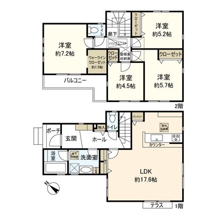 平塚市幸町 新築戸建 6号棟 間取図(平面図) 平塚市幸町 新築戸建 6号棟 間取図(平面図)