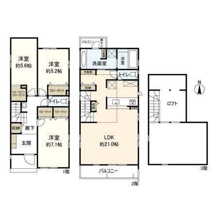 小田原市中里 新築戸建 1号棟 間取図(平面図) 小田原市中里 新築戸建 1号棟 間取図(平面図)