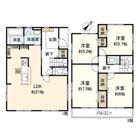 平塚市南原1丁目 新築戸建 2号棟 間取図(平面図) 平塚市南原1丁目 新築戸建 2号棟 間取図(平面図)