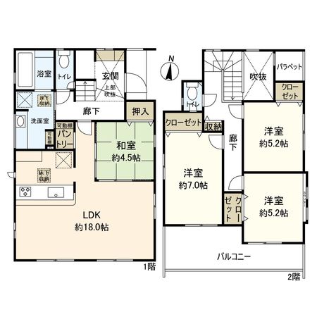 平塚市黒部丘 新築戸建 2号棟 間取図(平面図) 平塚市黒部丘 新築戸建 2号棟 間取図(平面図)