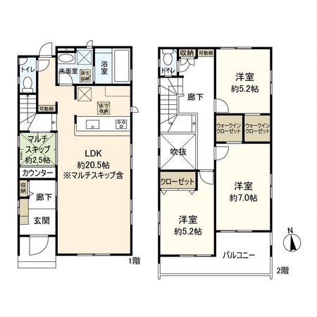 小田原市早川3丁目 新築戸建 1号棟 間取図(平面図) 小田原市早川3丁目 新築戸建 1号棟 間取図(平面図)