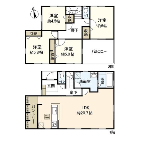 中郡大磯町生沢 新築戸建 間取図(平面図) 中郡大磯町生沢 新築戸建 間取図(平面図)