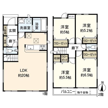 平塚市大神2丁目 新築戸建 1号棟 間取図(平面図) 平塚市大神2丁目 新築戸建 1号棟 間取図(平面図)