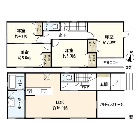 平塚市中里 新築戸建 2号棟 間取図(平面図) 平塚市中里 新築戸建 2号棟 間取図(平面図)