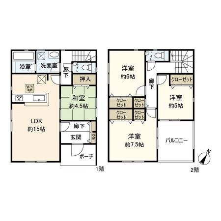 平塚市桜ヶ丘 新築戸建 間取図(平面図) 平塚市桜ヶ丘 新築戸建 間取図(平面図)
