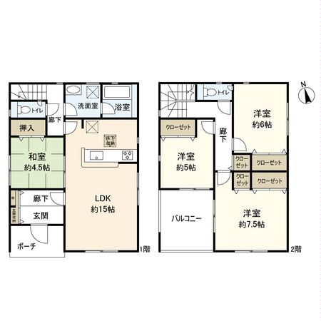 平塚市山下3丁目 新築戸建 2号棟 間取図(平面図) 平塚市山下3丁目 新築戸建 2号棟 間取図(平面図)