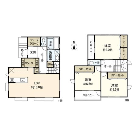 中郡二宮町山西 新築戸建 間取図(平面図) 中郡二宮町山西 新築戸建 間取図(平面図)