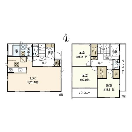小田原市酒匂1丁目 新築戸建 1号棟 間取図(平面図)