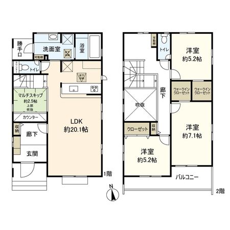 平塚市入野 新築戸建 1号棟 間取図(平面図) 平塚市入野 新築戸建 1号棟 間取図(平面図)