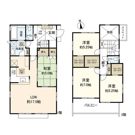 平塚市入野 新築戸建 2号棟 間取図(平面図) 平塚市入野 新築戸建 2号棟 間取図(平面図)