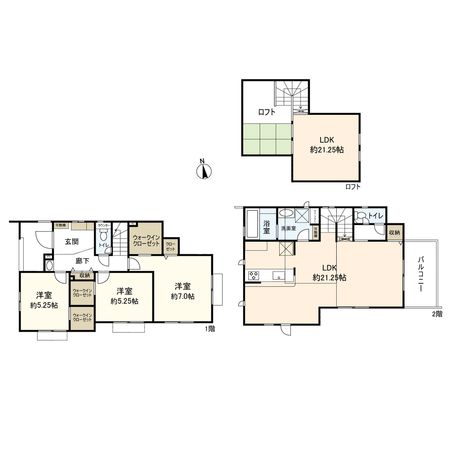 平塚市入野 新築戸建 5号棟 間取図(平面図) 平塚市入野 新築戸建 5号棟 間取図(平面図)