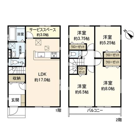 中郡二宮町中里 新築戸建 2号棟 間取図(平面図) 中郡二宮町中里 新築戸建 2号棟 間取図(平面図)