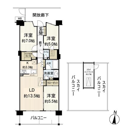 オーシャンステイツ湘南平塚オリビアシティ 間取図(平面図) 間取図(平面図)