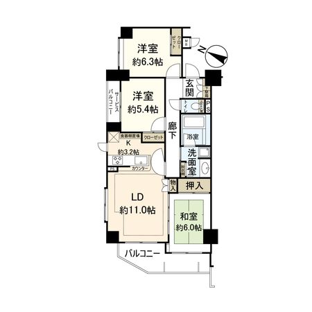 グランシャルム小田原城山 間取図(平面図) 間取図(平面図)