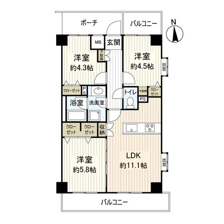 ライオンズマンション平塚明石町 間取図(平面図) 間取図(平面図)