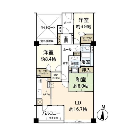 グランヴェール大磯 間取図(平面図) グランヴェール大磯 間取図(平面図)