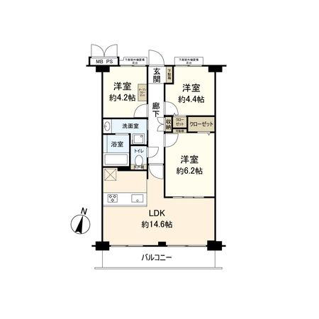 クリオ平塚松風壱番館 間取図(平面図) クリオ平塚松風壱番館 間取図(平面図)