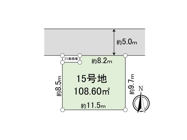 厚木市妻田東1丁目 建築条件付売地15号地 区画図 厚木市妻田東1丁目 建築条件付売地15号地 区画図