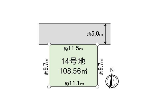 厚木市妻田東1丁目 建築条件付売地14号地 区画図 厚木市妻田東1丁目 建築条件付売地14号地 区画図
