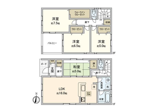 厚木市戸室 新築戸建 2号棟 間取図(平面図) 厚木市戸室 新築戸建 2号棟 間取図(平面図)