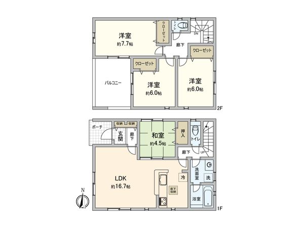 厚木市戸室 新築戸建 3号棟 間取図(平面図) 厚木市戸室 新築戸建 3号棟 間取図(平面図)
