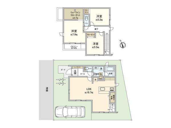 厚木市妻田東1丁目 新築戸建 9号地 間取図(平面図) 厚木市妻田東1丁目 新築戸建 9号地 間取図(平面図)